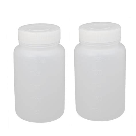 Uxcell 2Pcs 250ml Plastic Wide Mouth Laboratory Reagent Bottle Sample