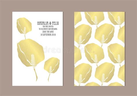 Cartes En Liasse Florales D Or Illustration De Vecteur Illustration