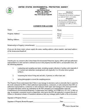 Fillable Online Colo Smelter Consent For Access General 9 5 14 Docx Fax