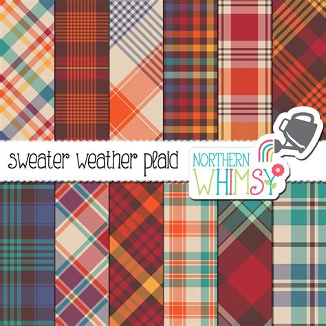 Autumn Plaid Patterns Northern Whimsy Design Digital Paper Plaid