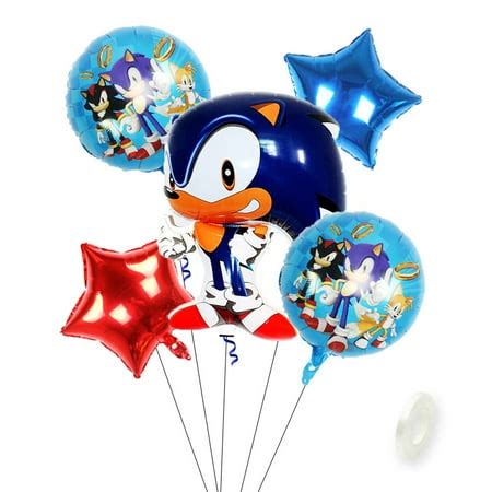 HEIBIN 5 Pieces of Sonic The Hedgehog Helium Balloons for Sonic The ...