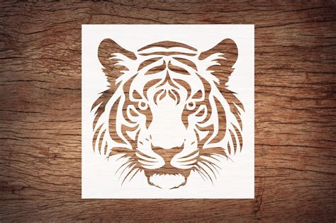 Tiger Head Stencil Tiger Art for DIY Projects 10x10 Reusable Painting ...