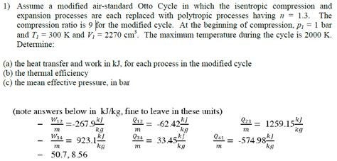 Solved: 1) Assume A Modified Air-standard Otto Cycle In Wh... | Chegg.com