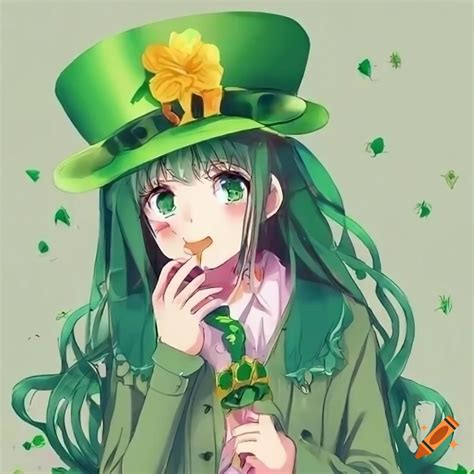 Anime Girl Celebrating St Patricks Day On Craiyon