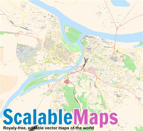 ScalableMaps: Vector map of Belgrade (colorful city map theme)