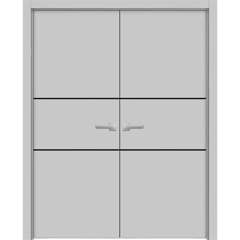 Sartodoors In X In Panel Matte Grey Finished Solid Wood With