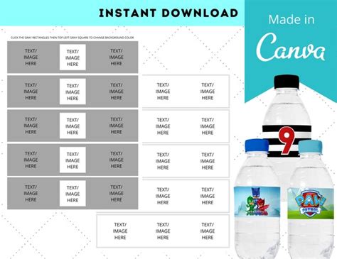 Water Bottle Label Template Etsy