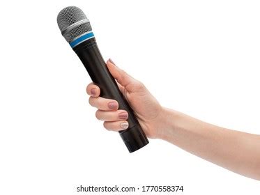 Womans Hand Holding Microphone Singing Close Stock Photo 1770558374 ...