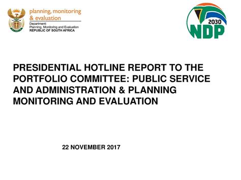 Presidential Hotline Report To The Portfolio Committee Public Service