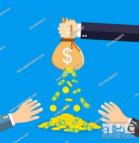 Cartoon Businessman Hand Holding Money Bag And Losing Golden Coins That