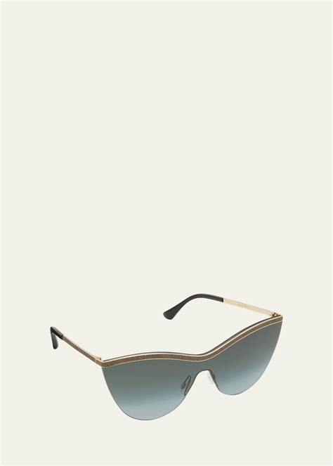 Jimmy Choo Kristen Glitter Metal & Acetate Shield Sunglasses - Bergdorf Goodman