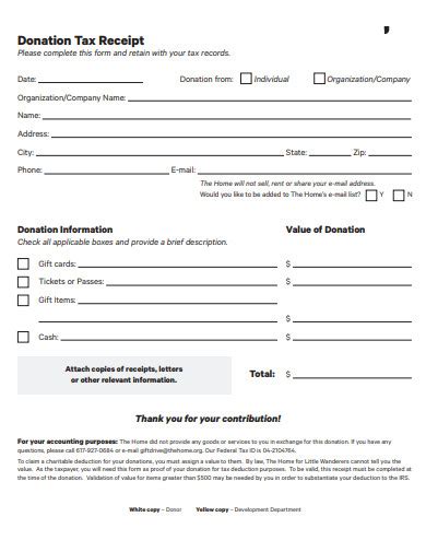 Template Tax Receipt For Donation Simple Receipt Forms