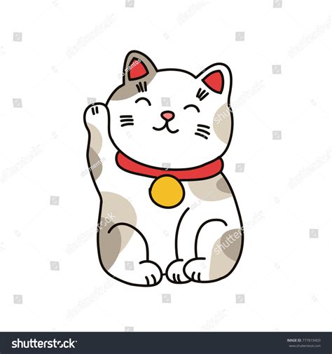 Maneki Neko Doodle Icon Stock Vector Royalty Free