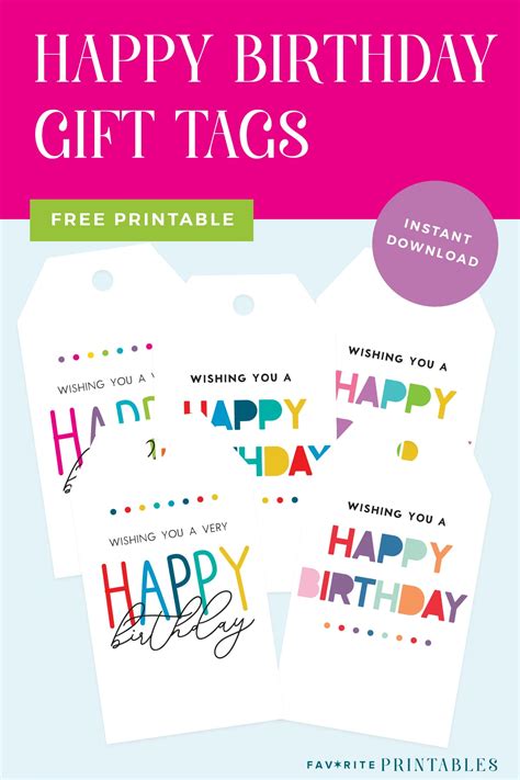 Free Printable Happy Birthday Gift Tags - Favorite Printables