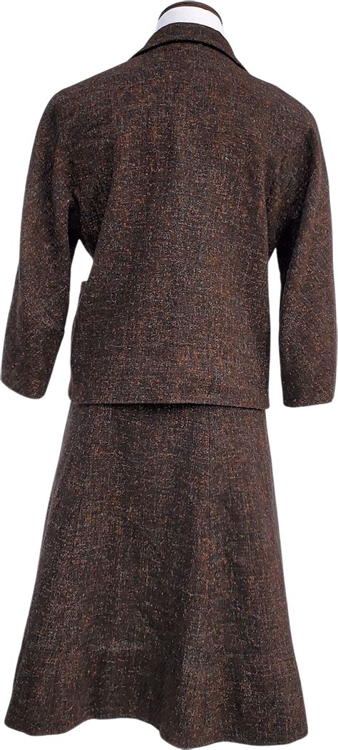 Vintage 40s 50s Two Piece Flecked Wool Tweed Skirt Suit Shop Thrilling