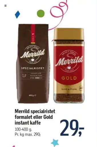 Merrild Specialristet Formalet Eller Gold Instant Kaffe Tilbud Hos F Tex