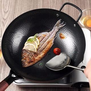 Kawali Wok Non Stick Heavy Duty Carbon Steel Wok Pan 32 34 36cm