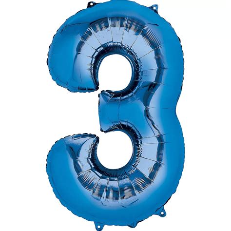 34in Blue Number 3 Balloon | Party City