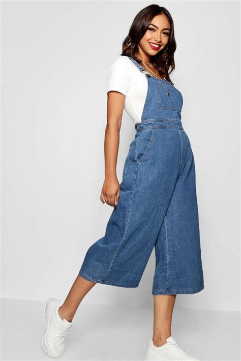 Click Here To Find Out About The Wide Leg Cropped Rigid Denim Dungaree