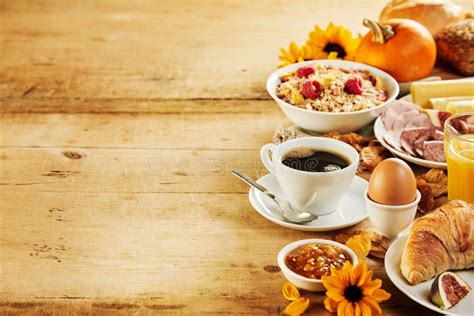 Seasonal Autumn Intercontinental Breakfast Border Stock Photo - Image ...