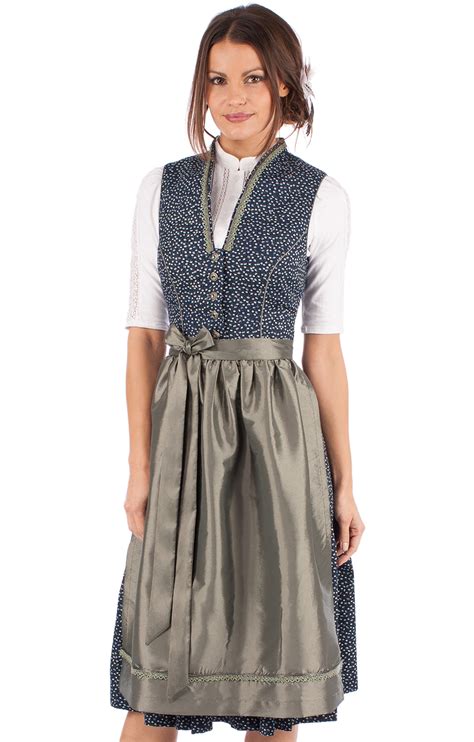 Marjo Midi Dirndl CETINA 2tlg 60cm blau grün Alpenclassics de