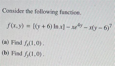 Solved Consider The Following Function