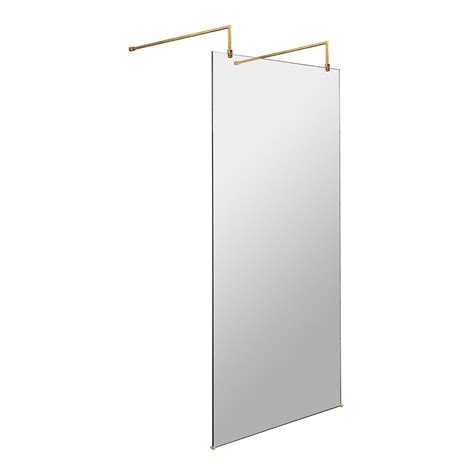 Hudson Reed Wetroom Shower Screen With Brushed Brass Support Arms