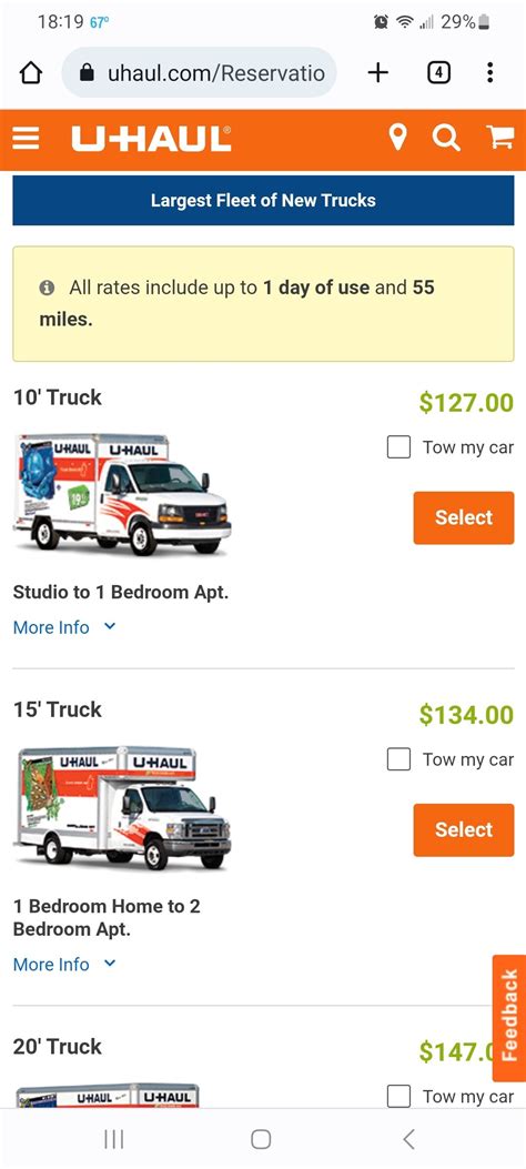 Uhaul rates