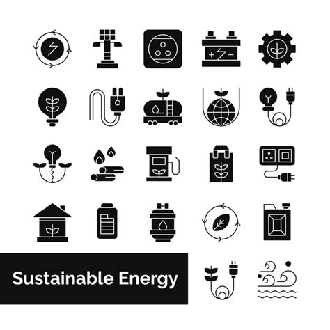 Paquete de iconos de energía sostenible Colección de símbolos de