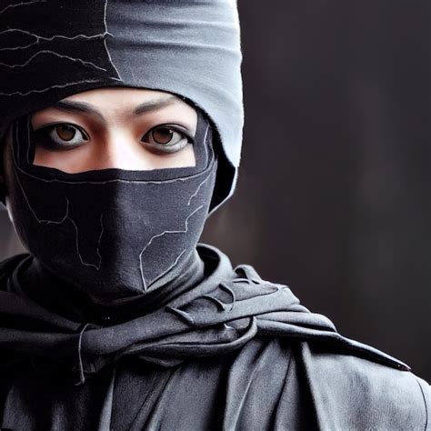 Premium Photo Female Ninja Woman Japanese Warrior Portrait Illustration