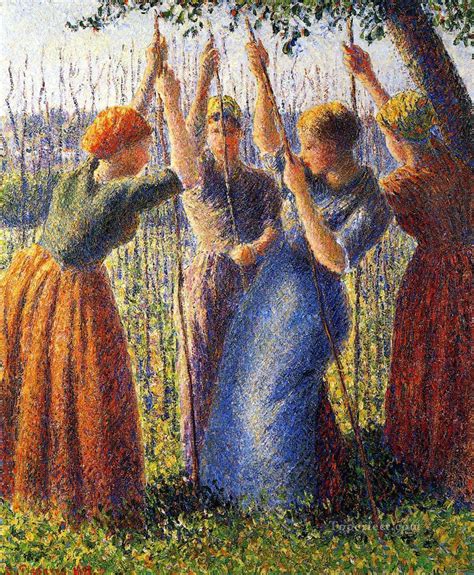 Peasant Women Planting Stakes Camille Pissarro Painting In Oil For