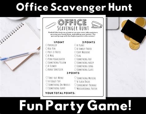 Office Scavenger Hunt Printable Game Work Party Activity Etsy