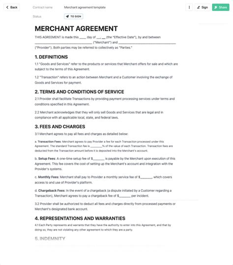 Merchant Agreement Template Free To Use