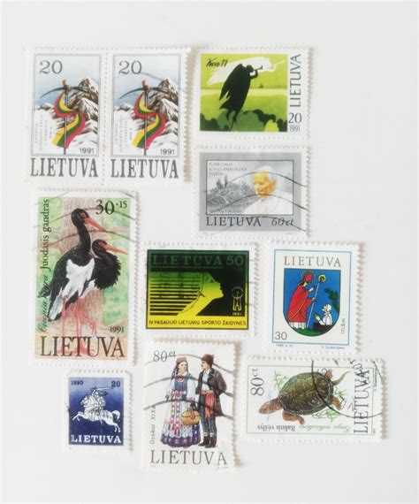 Vintage Lithuanian Stamp Mix Set Antik Filateli Di Carousell