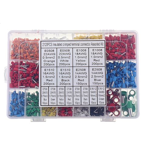 2120pcs Insulated Cord Pin End Terminals Tin Plated Copper Crimp