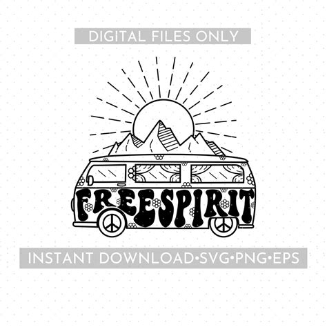 Free Spirit Svg Hippie Van Svg Retro Svg Boho Vector Mountain - Etsy