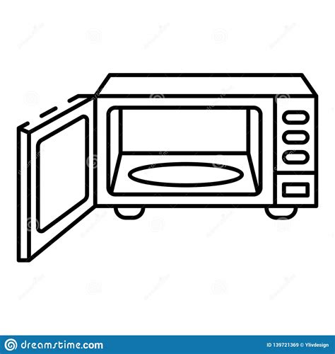 Cone Moderno Aberto Da Micro Ondas Estilo Do Esbo O Ilustra O Do