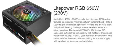 Thermaltake Litepower Rgb 650w Smps At Best Price Ezpz Solutions