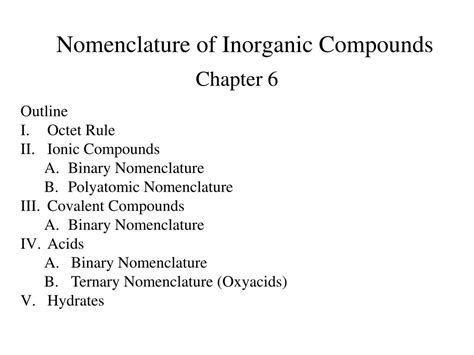 Ppt Nomenclature Of Inorganic Compounds Powerpoint Presentation Free