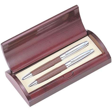 Personalized Dark Brown Leather Ball Pen And Roller Ball Pen Set