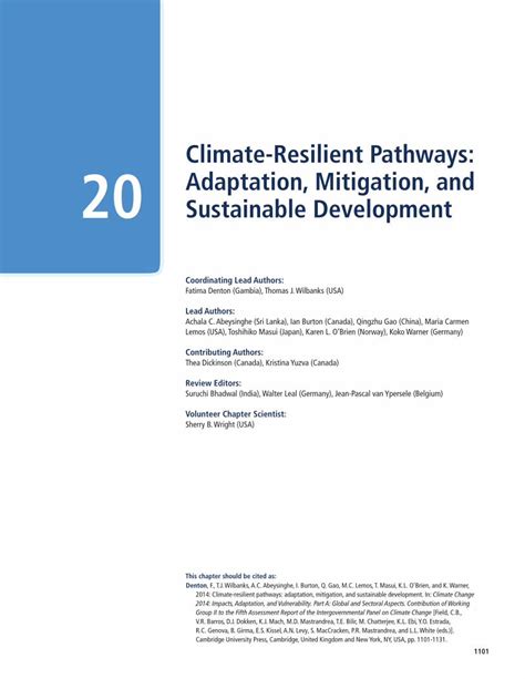 Pdf Climate Resilient Pathways 20 Ipccch · 1103 Climate Resilient