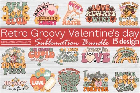 Retro Groovy Valentine S Day Sublimation Graphic By Dollarsmart