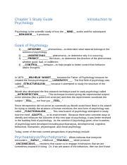 Psy Study Guides Chapter Answers Docx Chapter Study