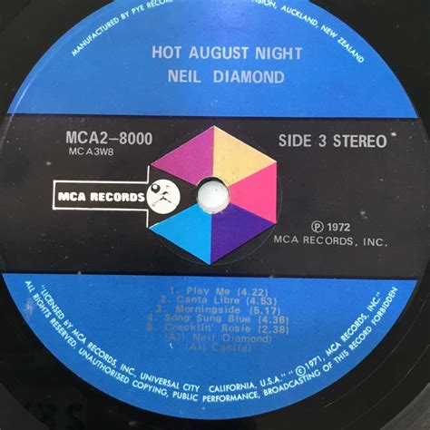 Neil Diamond Hot August Night Vinyl S