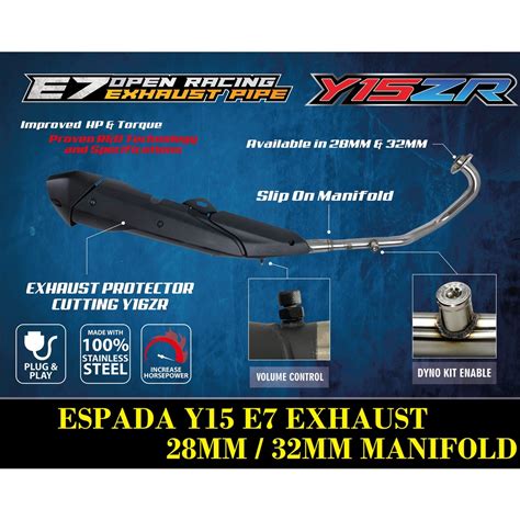 Espada Y E Exhaust Pipe With Volume Control Adjust Mm Mm Mm