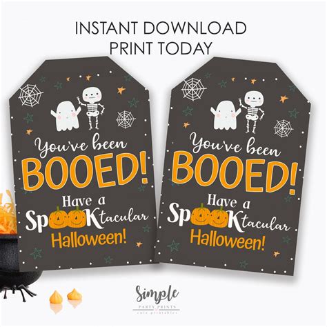 Youve Been Booed Printable Tag Halloween Activity Youve Been Booed T Tags Neighborhood