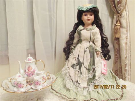 Victorian Doll By Rose Collection And Miniature Tea Set Victorian Dolls Victorian Dress Dress