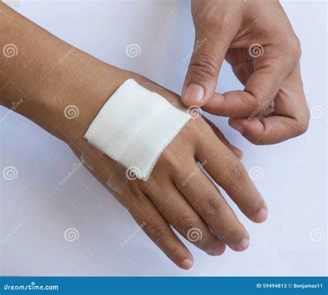 Gauze Bandage The Hand Stock Image Image Of Damaged 59494813