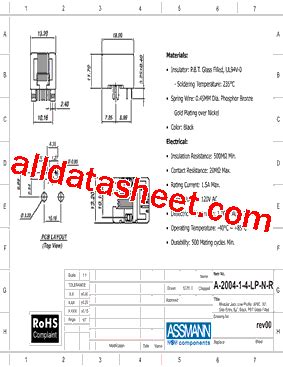 A Lp N R Datasheet Pdf Assmann Electronics Inc