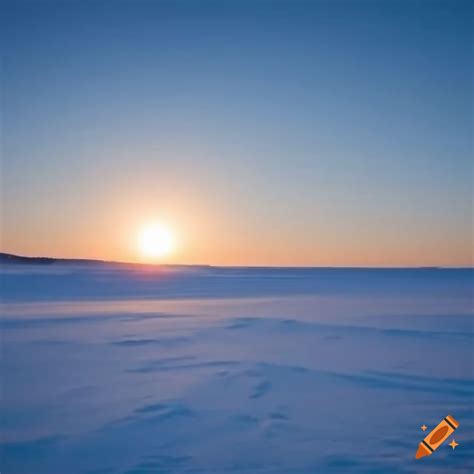 Sunset Over Snowy Plains In Winter On Craiyon